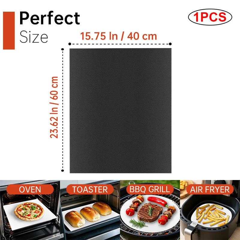BBQ Grill Mat Non-stick Reusable Heat Resistant Extra Thick Pad Oven Liners Baking Mats Easy Clean Kitchen Outdoor Barbecue Tool