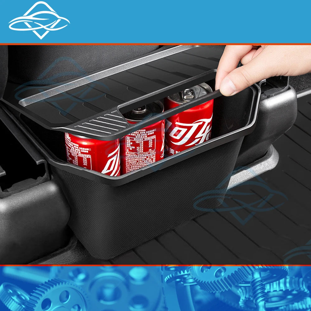 Rear Seat Storage Box for Tesla Model Y Juniper 2021-2024 Organizer Center Console Bins Backseat Trash Can Garbage Accessories