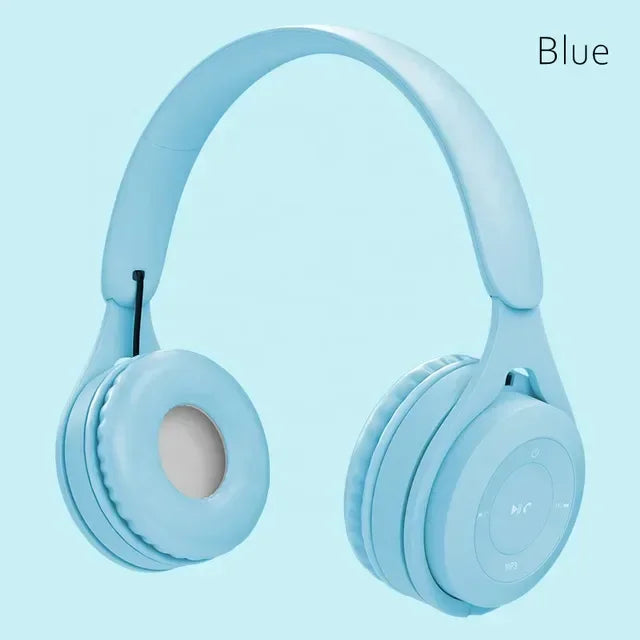 Foldable Over Ear Bluetooth 5.0 Headphones Macaron Color Wireless Stereo Headset With Microphone Noise Reduction Music Earphones