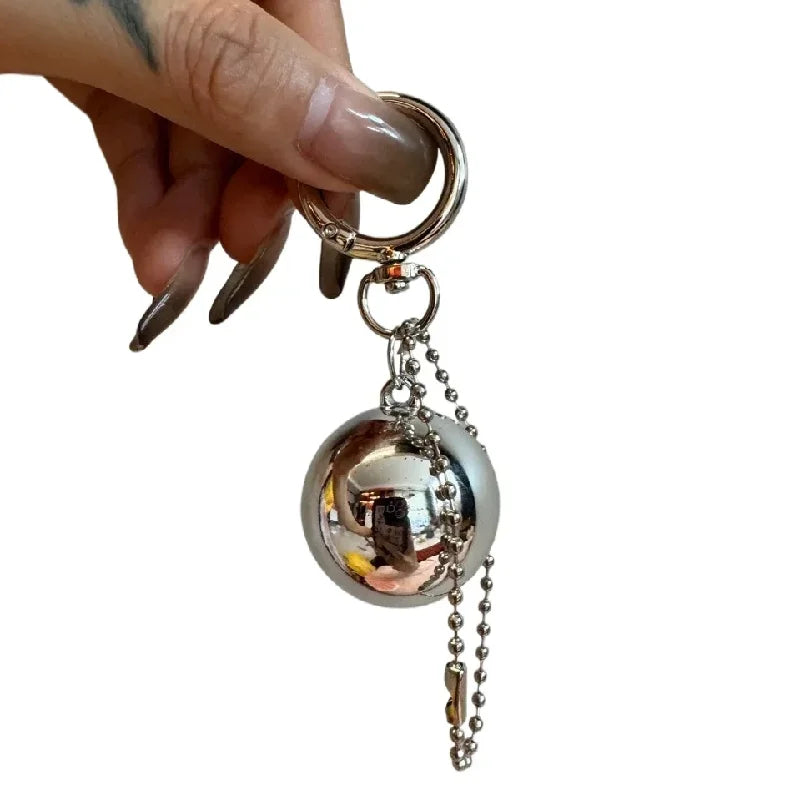 New Korean Metal Big Ball Car Key Pendant Simple Pendant Bag Pendant Earphone Case Accessories