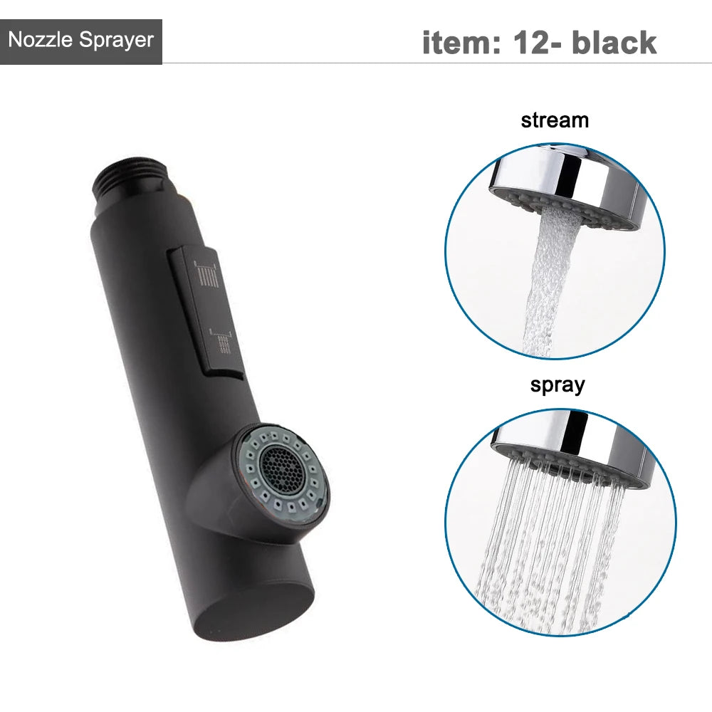 Kitchen Faucet Head Replacement Parts ABS Gold Black Nickle Chrome Tap Pull-out Shower Sprayer Nozzle Faucet Spouts Accessory