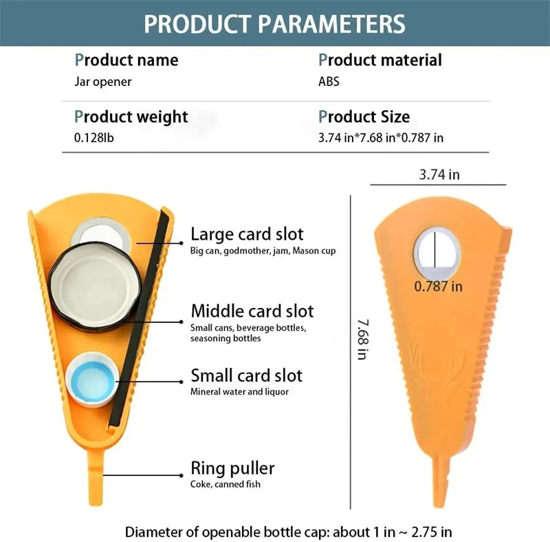 Can Opener Multifunctional Bottle Opener Jar Opener for Beer Coke Jam Beverage Non-slip Labor Saving Twist Bottle Cap Kitchen Ga