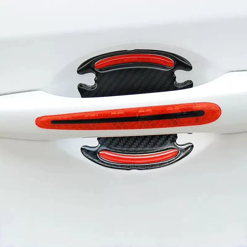 8Pcs Carbon Fiber Car Door Handle Bowl Scratch Protector Stickers, Universal Auto Reflective Anti-scratch Protective Film