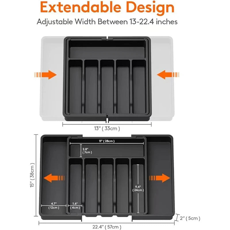 Expandable Utensil Tray Silverware Spoon Organizer Drawer Cover Adjustable Cutlery Tray Drawer Organizer Kitchen