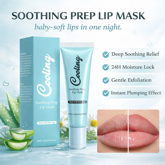 Soothing Prep Lip Mask- Cooling Peel-Off Lip Mask for Smoother Lip Prep ,Hydrating & Moisturizing Lips for Women, 10ml