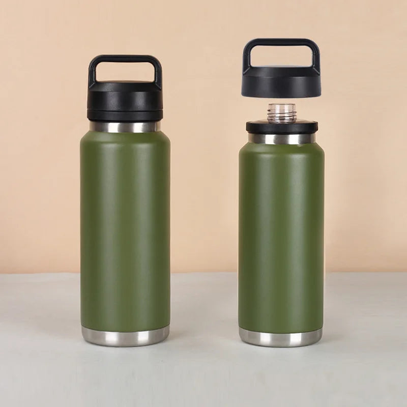18/26/36oz 304 Stainless Steel Vacuum Flask, Large Capacity Insulated Water Bottle with Handle Lid 1pcs