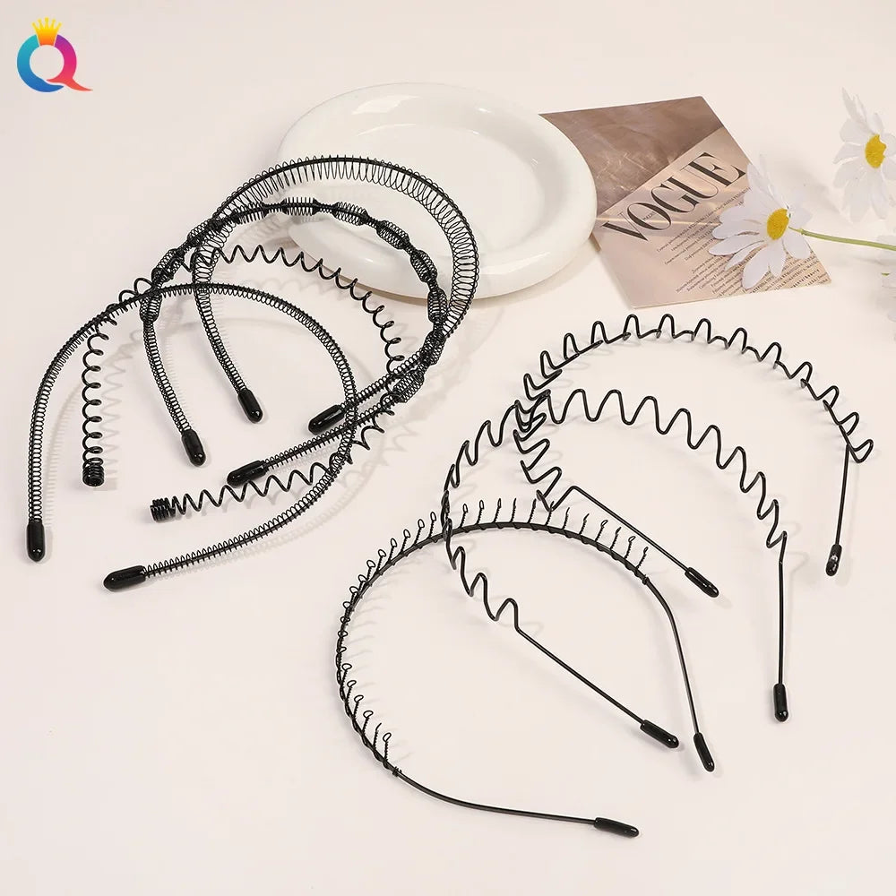 Fashion Metal Hair Band for Men Women Unisex Black Wavy Hair Head Hoop Band Sports Headband Hairband Hair Accessories Gifts