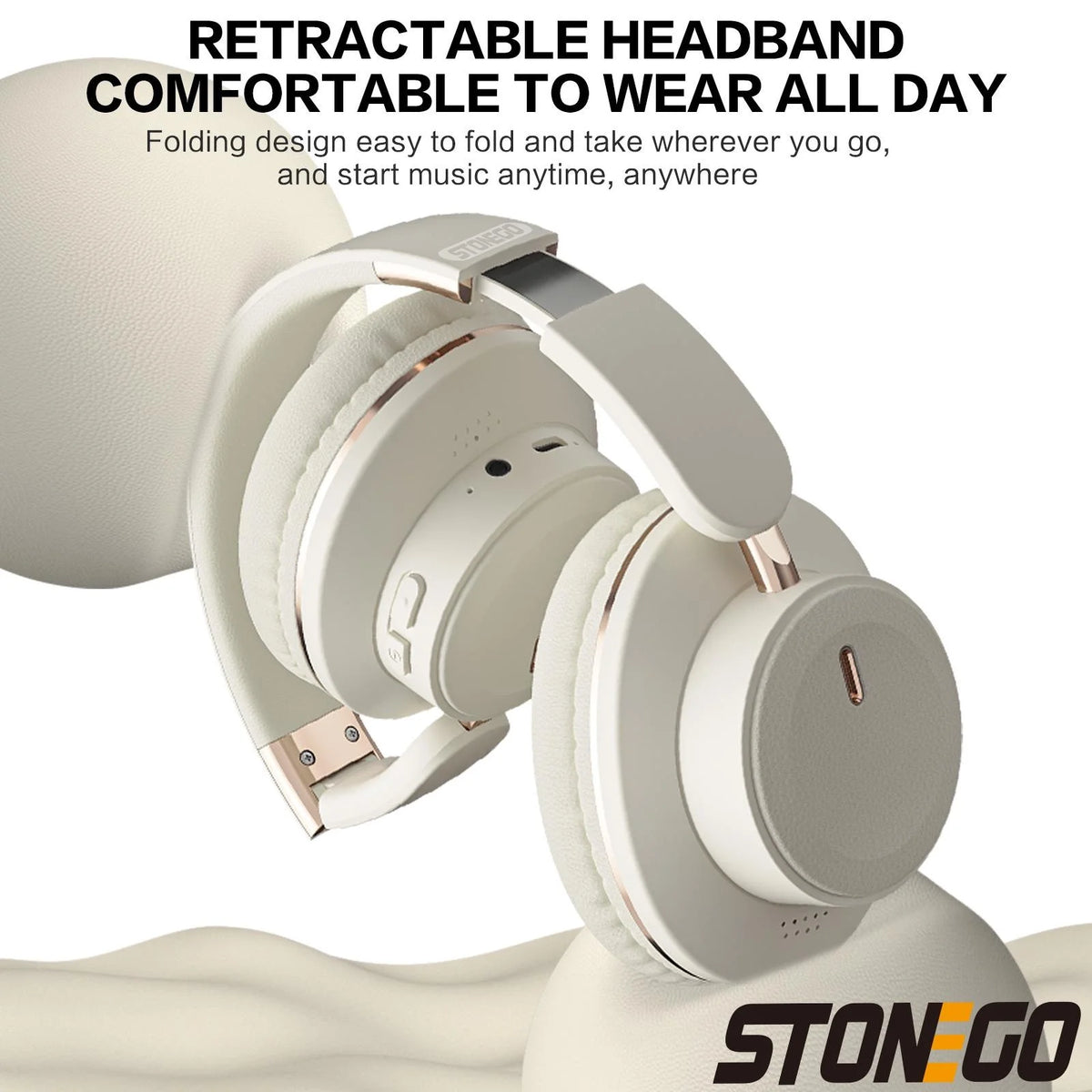 Bluetooth Headphones Wireless Foldable Headset Fashion Aesthetic Design Portable Earphones With BT5.3 Technology 24H Battery Life Premium Stereo Sound All Day Comfort Fit Photography Props Accessories For Women Men Students T