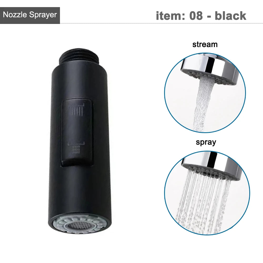 Kitchen Faucet Head Replacement Parts ABS Gold Black Nickle Chrome Tap Pull-out Shower Sprayer Nozzle Faucet Spouts Accessory