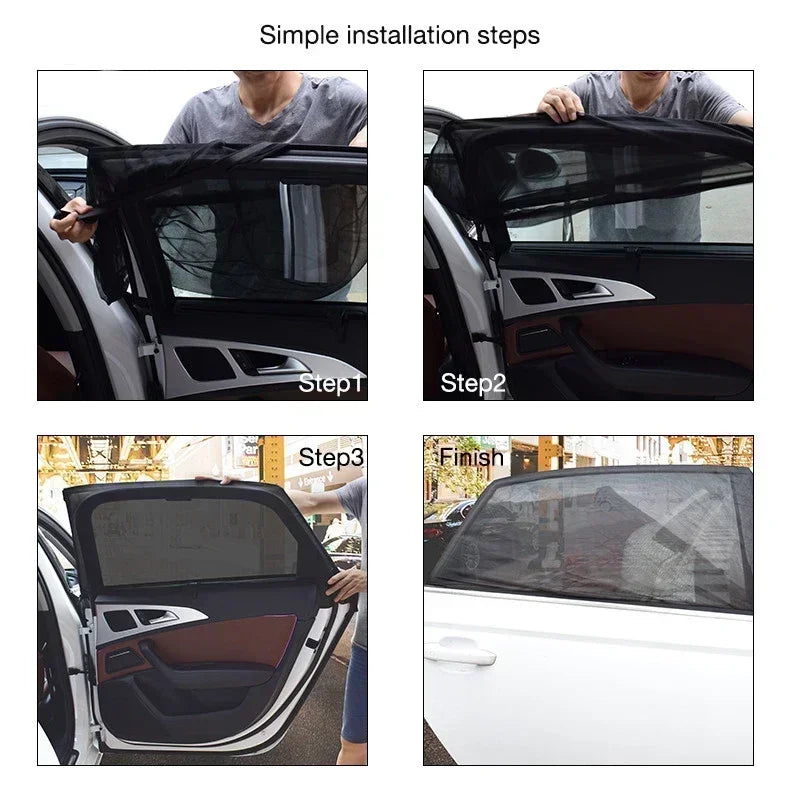 Car Sunshade Curtains Universal Side Window Shades SUV Curtains Protection Repellent Mosquito Mesh Net Sunshade Auto Accessories