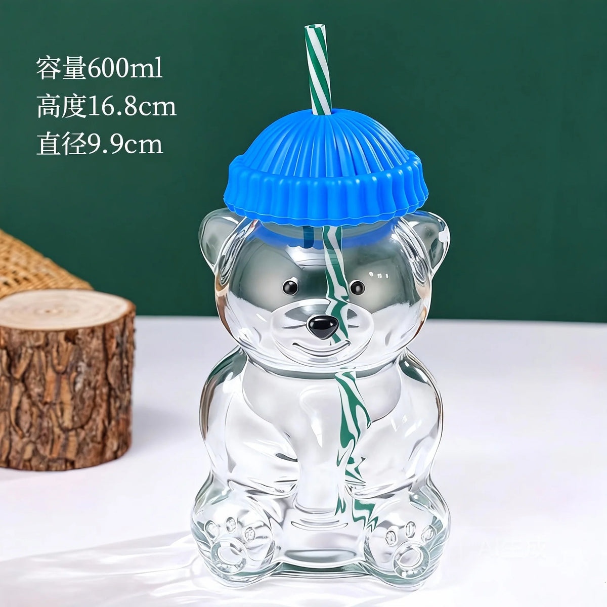 New Year Decor Bear Shape Christmas Gift Glass Cup With Straw Coffee Mug Cute Cartoon Creative Glass Juice Cup Tea Cup Drinkware