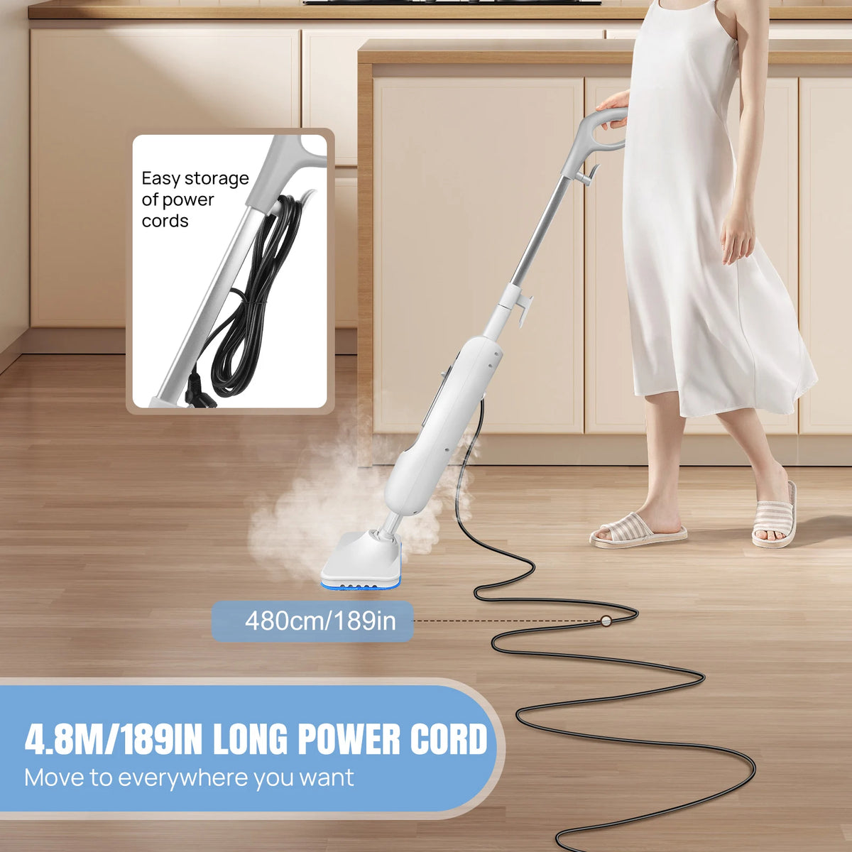 Steam Mop&Detachable Steam Cleaner,1500W Powerful Floor Steamer,Removes up to99.9%of Bacteria andViruses,for Carpet  Clean,400ml