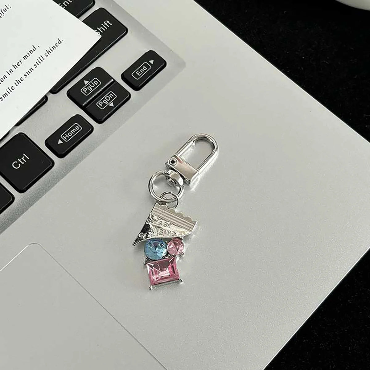 Y2K Silver Color Metal Butterfly Keychain Sweet Cherry Keyring Girls Fashion Bag Pendant Backpack Hanging Decoration Gift A15