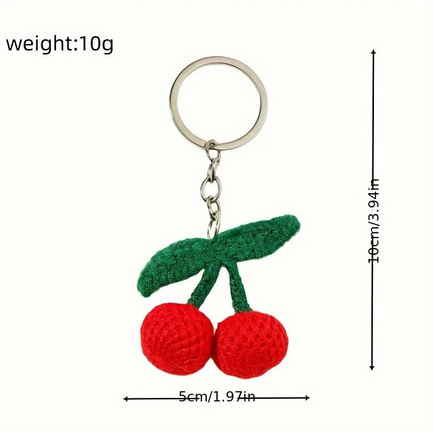 Cute hand-knitted cherry pendant mobile phone pendant Keychain Pendant Car key bag pendant accessories