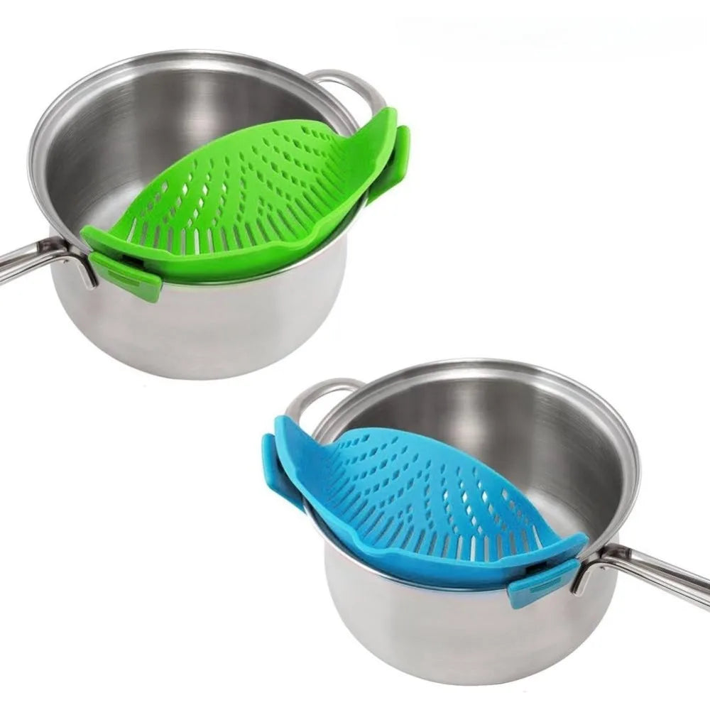 Clip on Strainer, Pot Strainer for Pasta Meat Vegetables Fruit, Silicone Strainers - Fit All Pots Bowls Kitchen Accessories