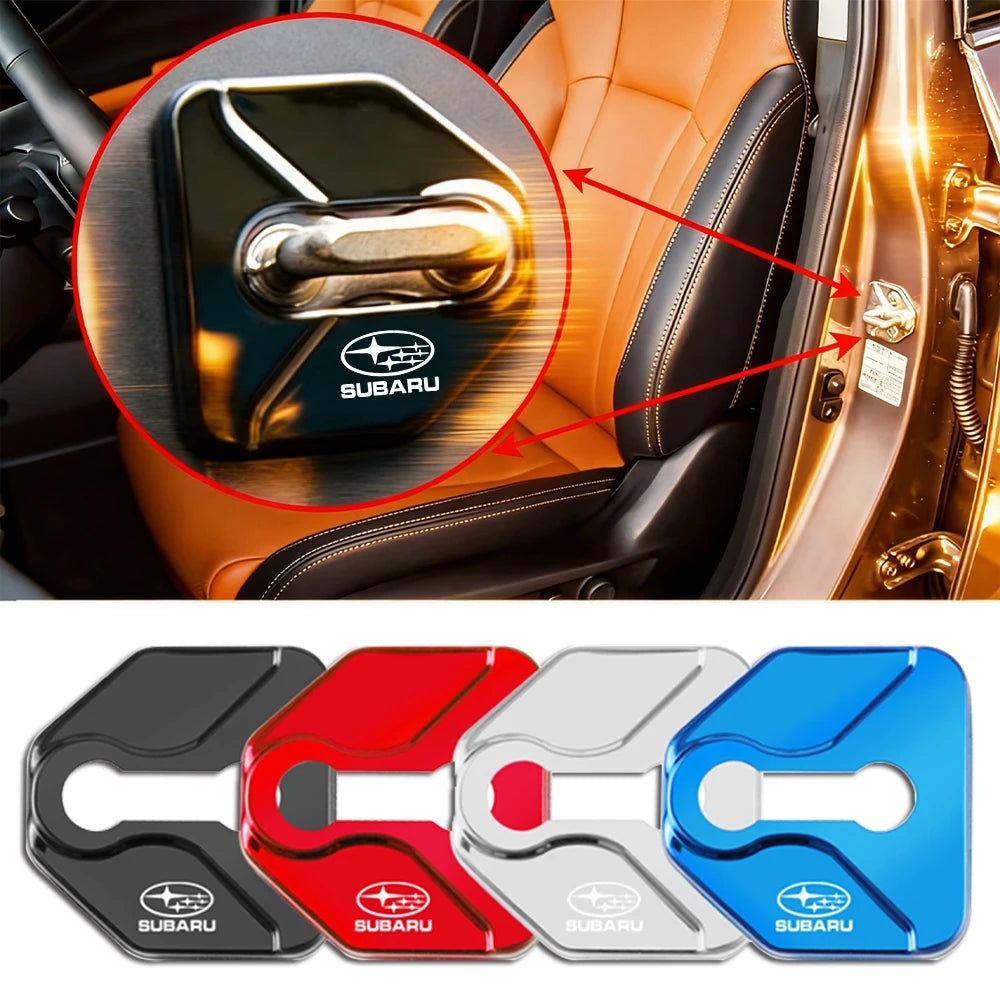 4Pcs Stainless Steel Car Logo Door Lock Protection Cover For Subaru Crosstrek Forester Outback Impreza BRZ WRX Ascent REX Levorg