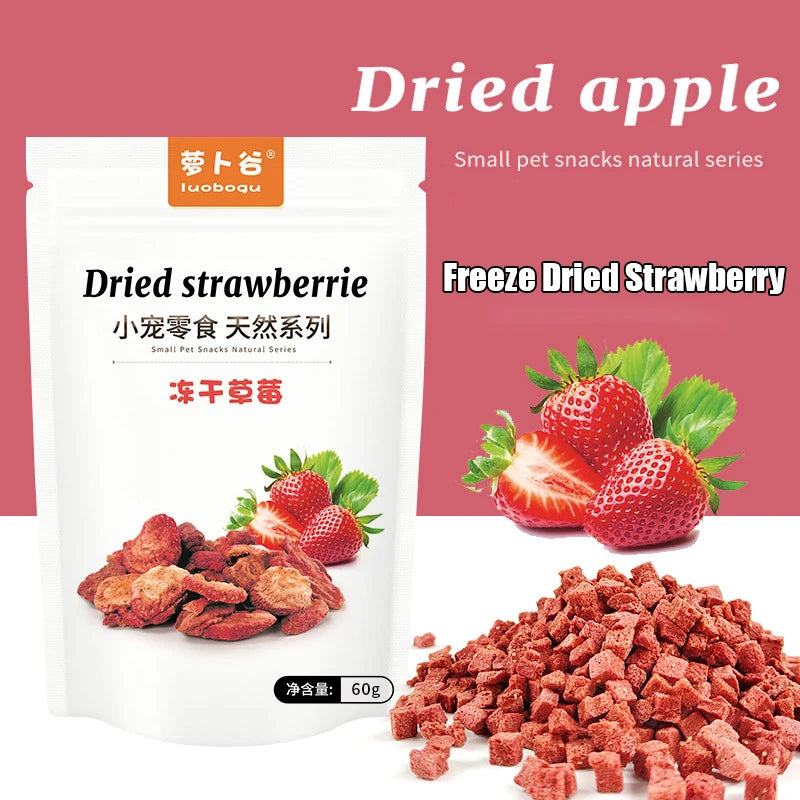 Freeze-Dried Strawberry Grains 60g Rabbit Chinchilla Guinea Pig Hamster Snacks Dried Strawberry for Digestion