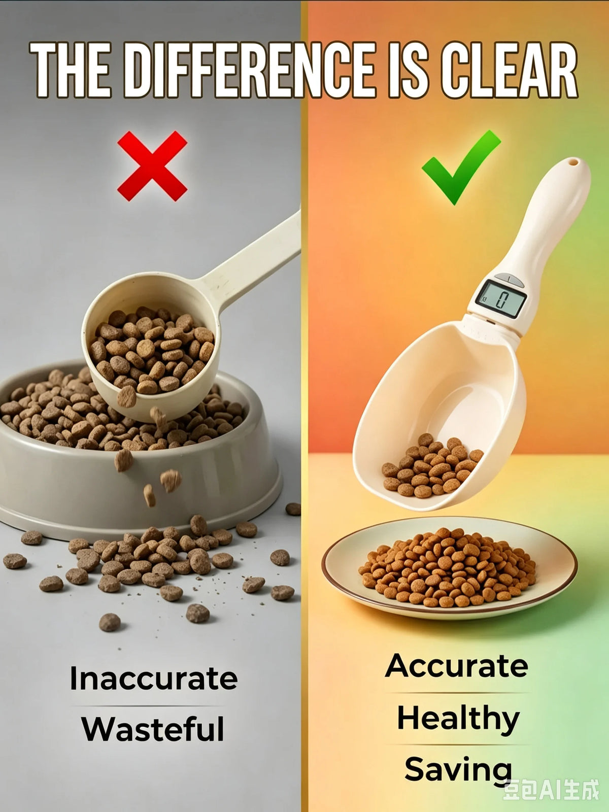 Pet Food Measuring Scoop Electronic Dog Cat Food Measuring Cup Digital Spoon Scale Kitchen Food Scale with LED Display