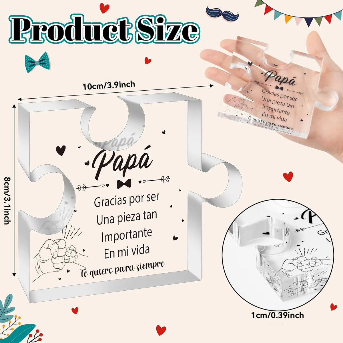 Dad Gift Acrylic Puzzle Plaque Office Desk Decor Keepsake
