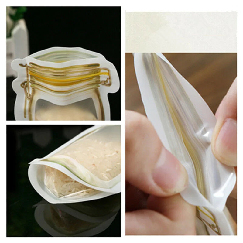 10/20/30/40/50Pcs Small Jar Spice Bags Leakproof Reusable Seal Fresh Food Storage Bags Nuts Candy Cookies Holder Zip Lock Bags