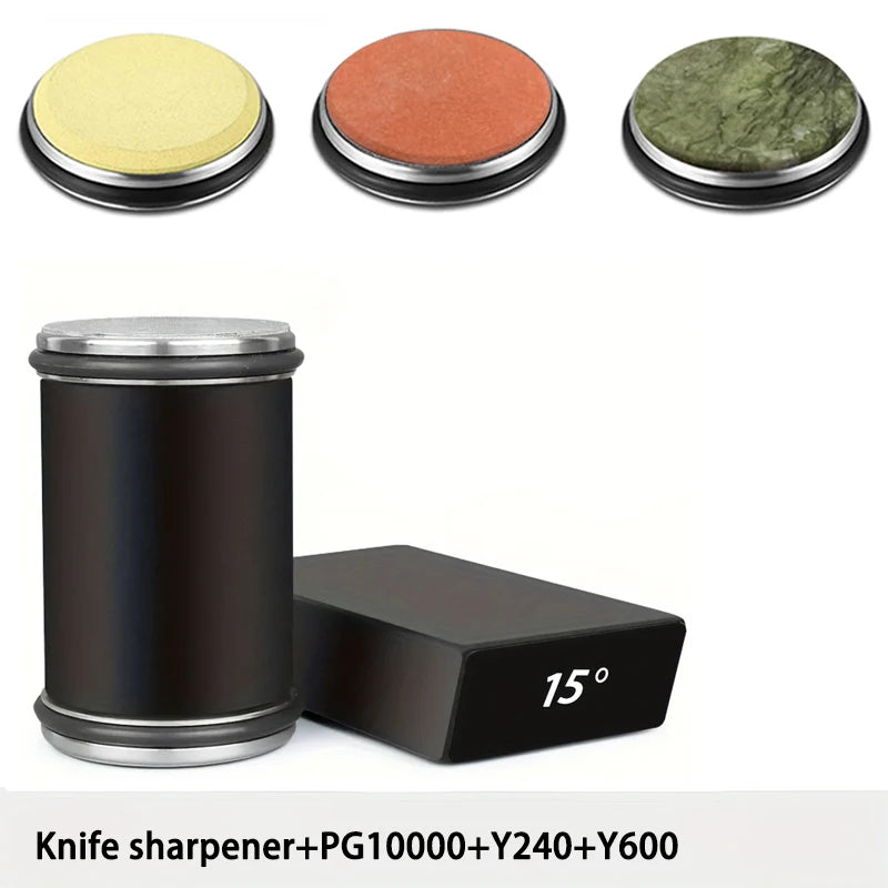 Rolling Knife Sharpener For Straight Edge Knife Sharpener Kit With 15/20° Degree Magnetic Angle For Kitchen Knives Whetstone Set