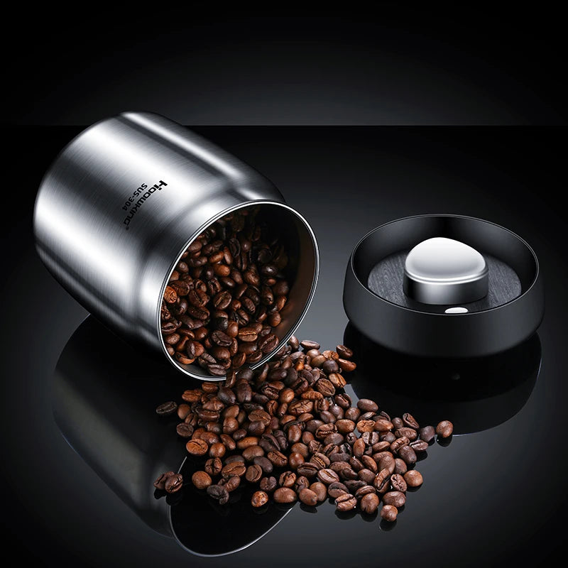 Vacuum Sealed Tank Coffee Bean Storage Tank Household 304 Stainless Steel Food Storage Jars Moisture-Proof Sealed Container