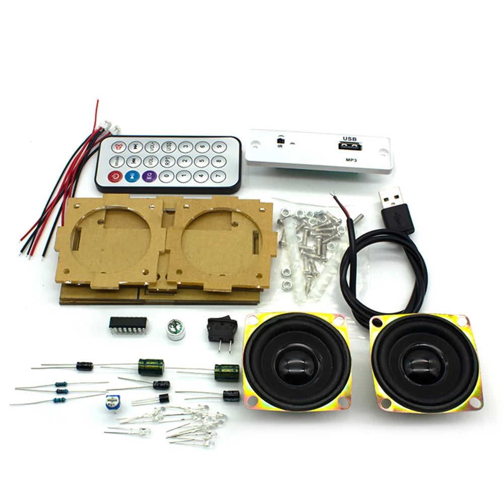White DIY Electronic Kit Bluetooth Speaker Teaching Practice Bluetooth Stereo Speaker Electronics DIY Soldering Project Kit