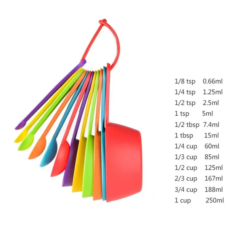 6/12Pcs Set Measuring Spoon Cup Plastic With Scale Multifunction Coffee Milk Scoop Food Baking Tools Scoop Cup Kitchen Gadgets