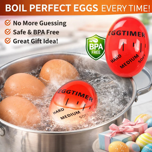 Egg Timer&Alarm Clock for Kitchen - Perfect Soft/Medium/Hard Boiled Eggs Decorative Cooking Tool with 3-Stage Doneness Indicator