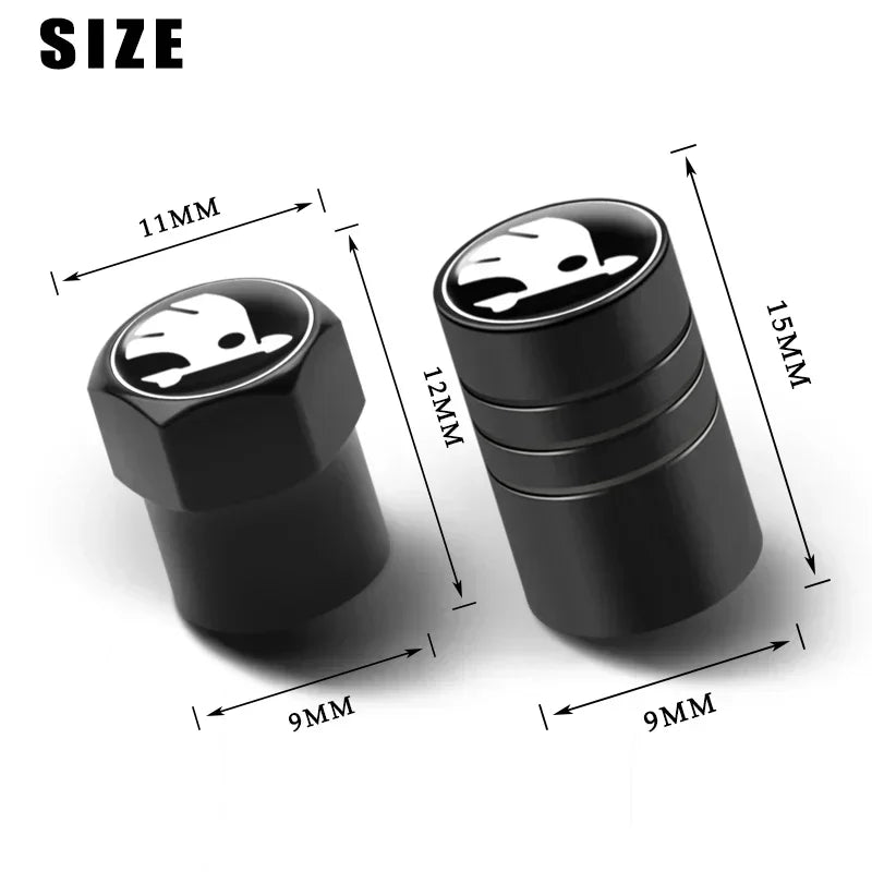 4PC Metal Car Badges Wheel Tire Valve Caps Covers Auto Accessories For Skoda S Kodiaq Octavia 2 3 Yeti Karoq Rapid Fabia VII VRS