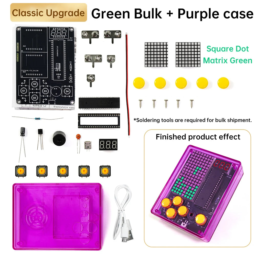 7 Pixel Game Console Kits Puzzle Pixel Game Console 51 Single-chip DIY Welding Practice Parts Electronic DIY Kit