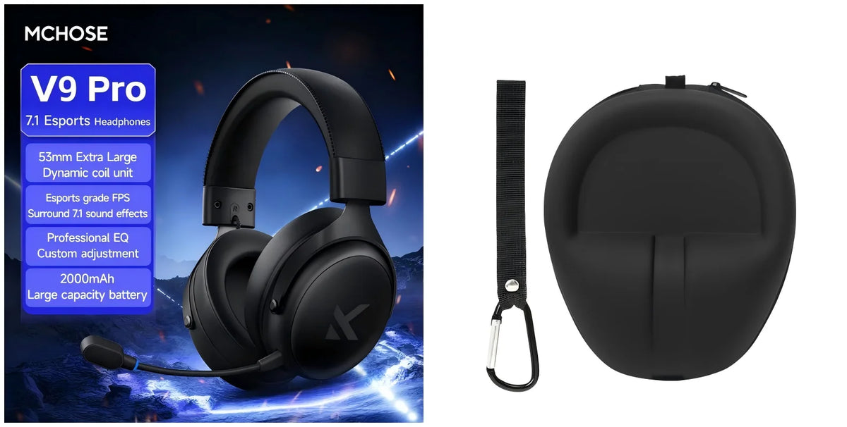 MCHOSE V9 Pro Gaming Headset, Over-Ear Quad-Mode Wireless Bluetooth Headphones for PC with Microphone (Delta Style)