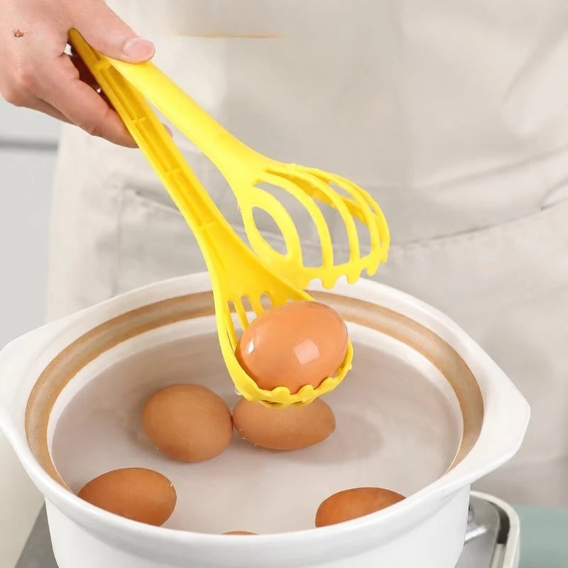 3 in 1 Multifunctional Egg Beater Whisk, Manual Baking Tool with Food Clip and Noodle Clip