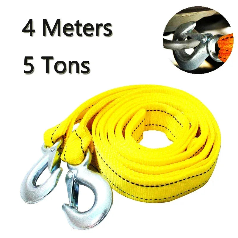 1 Pcs 4M Car Tow Cable Heavy Duty 3Ton/5Ton Trailer Rope Towing Pull Rope Strap Hooks Van Road Recovery Car Accessories