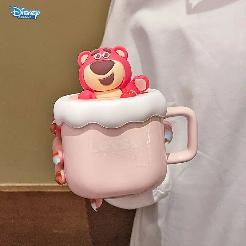 Disney cute Winnie the Pooh Mug Ceramic Mug Gift Strawberry Bear Couple Mug Office Coffee Drinking Girl Birthday Gift Gift
