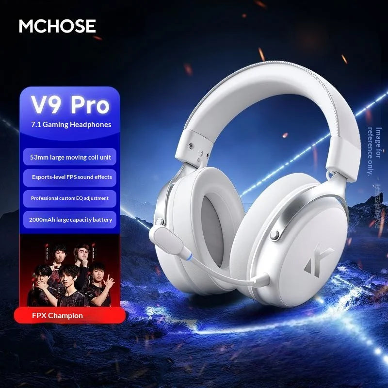 MCHOSE V9 Pro Gaming Headset, Over-Ear Quad-Mode Wireless Bluetooth Headphones for PC with Microphone (Delta Style)