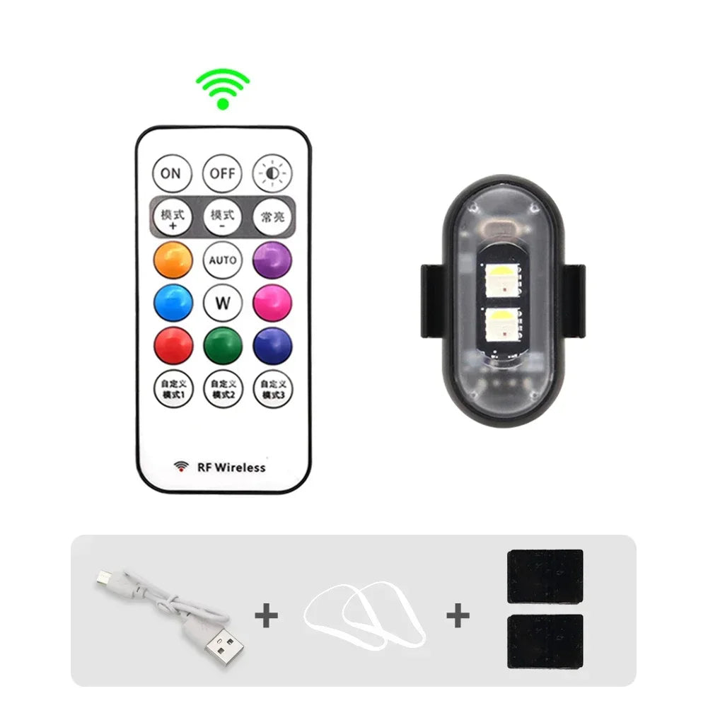 Wireless Remote Control LED Strobe Light for Car Auto Motorcycle Bike Drone Scooter Anti-collision Warning Lamp Flash Indicator