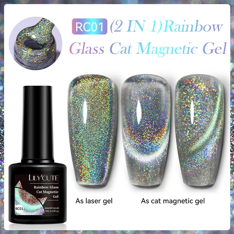 LILYCUTE 7ml 9D Cat Magnetic Gel Nail Polish Iridescent Magnet Semi