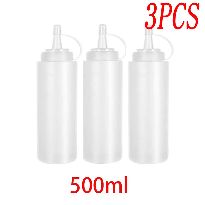 Large Squeeze Condiment Bottles with Nozzles Ketchup BBQ Sauces Olive Oil Bottle Dispenser Squeeze Sauce Bottle Kitchen Gadget