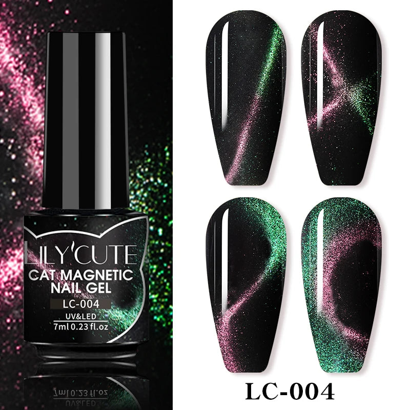 LILYCUTE 7ml 9D Cat Magnetic Gel Nail Polish Iridescent Magnet Semi