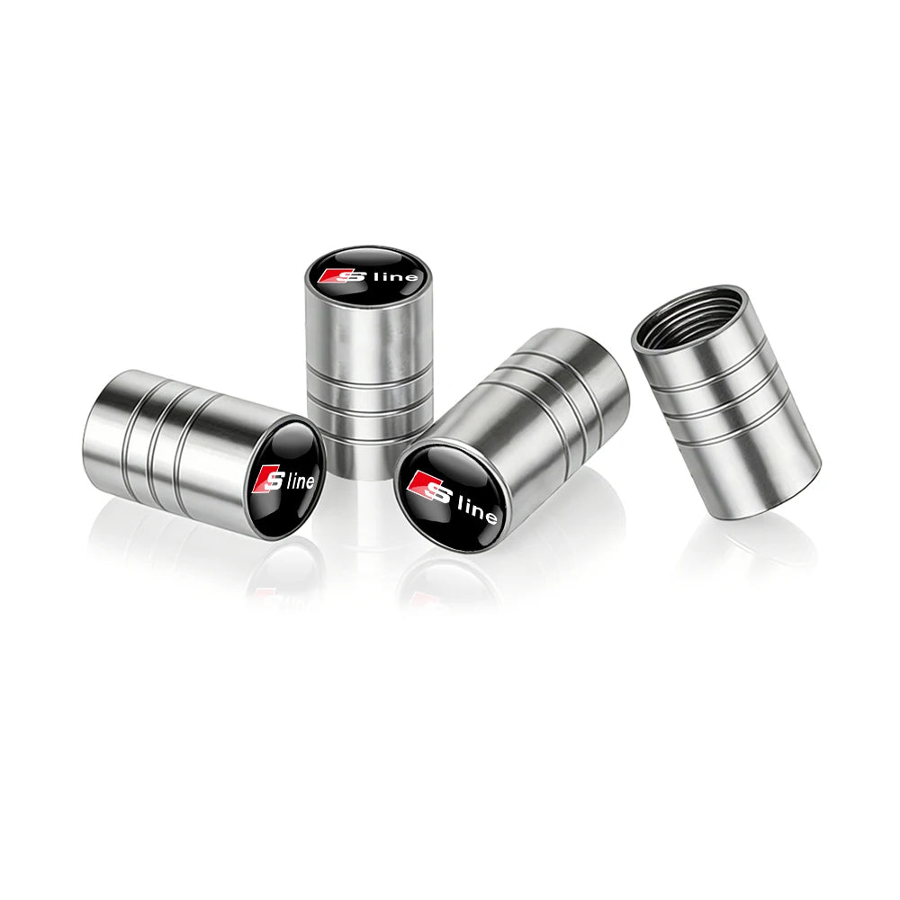 4pcs 3D Metal Car Wheel Tire Valve Air Stem Cap Covers for Audi A3 B5 B6 B7 B8 B9 8P 8V 8L A5 A4 C6 A6 RS Sline Q5 Q3 Q7 Quattro