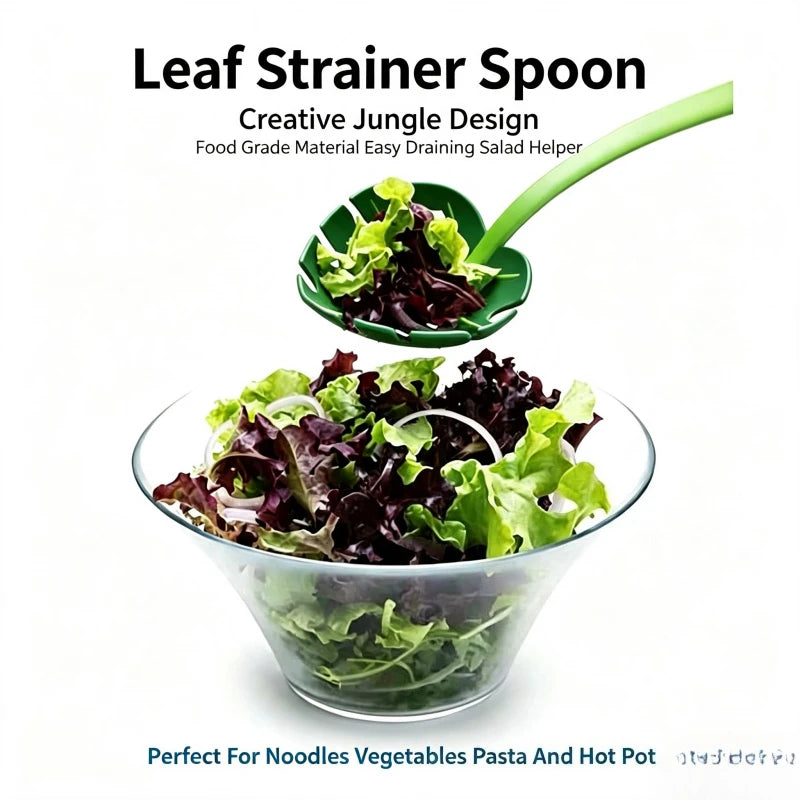 Creative Turtle Back Leaf Strainer Spoon Jungle Green Leaf Noodle Skimmer Spoon Kitchen Filter Scoop