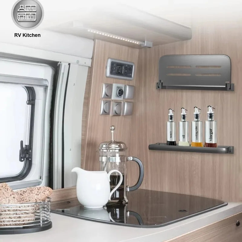 Aluminum RV Drop-down Foldable Shelves Wall Storage for Campers Space Saving Organizer for Recreational Vehicles