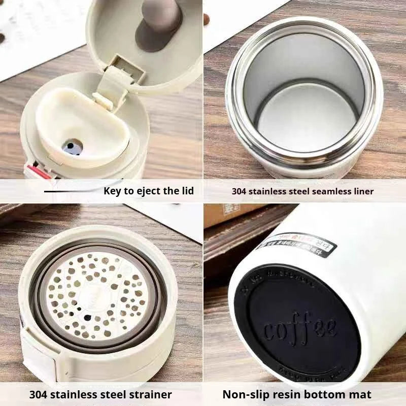 380/510ML Stainless Steel Thermo Bottle Coffee Cup  Outdoor Sports Vacuum Flask Car Thermal Cup Keeps Cold and Heat Thermal Mug