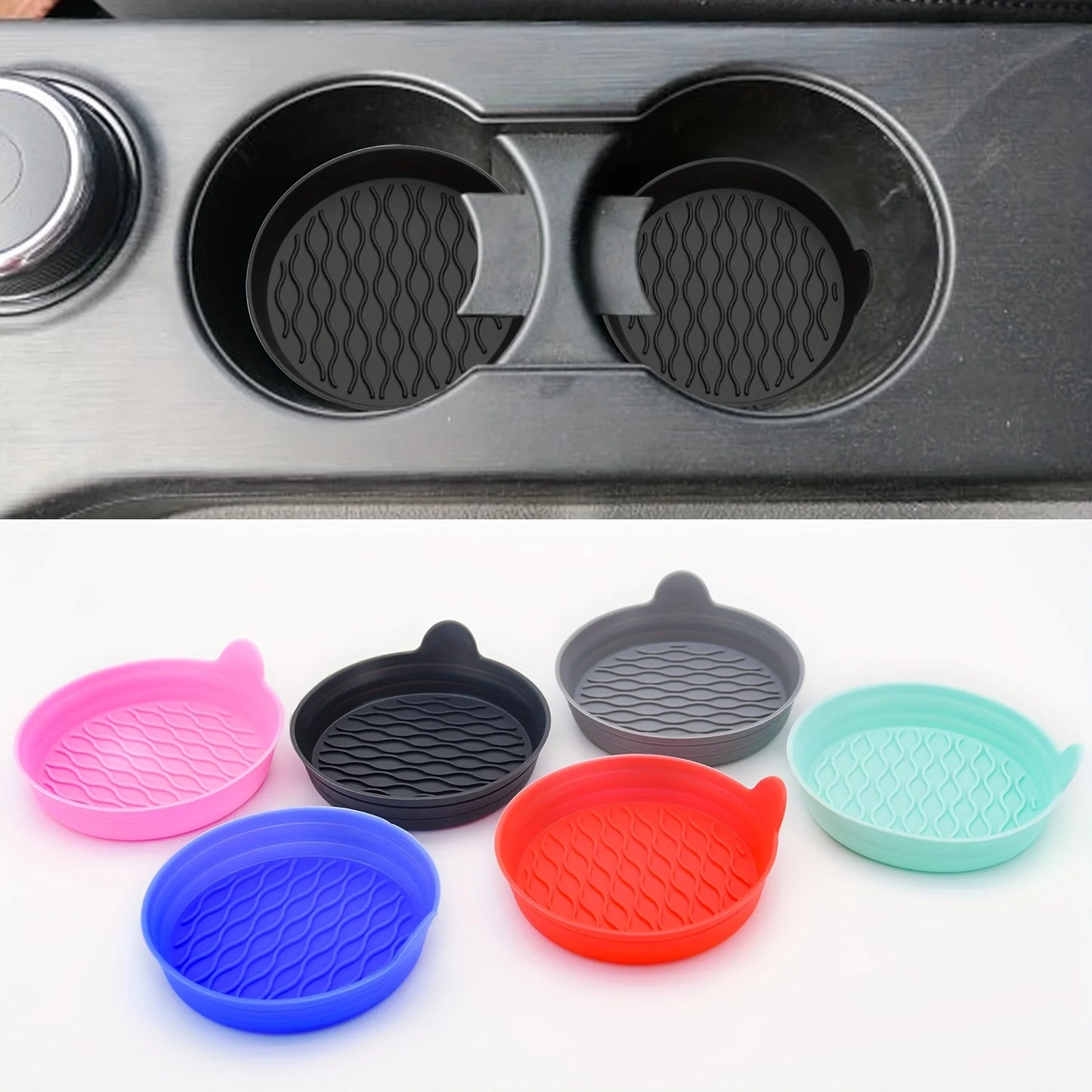 2-Piece silicone car coaster with non-slip coaster - durable interior accessories, car silicone coaster car