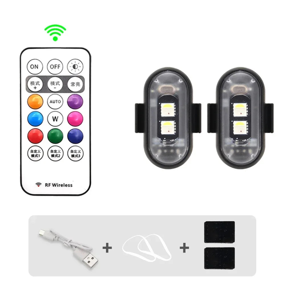 Wireless Remote Control LED Strobe Light for Car Auto Motorcycle Bike Drone Scooter Anti-collision Warning Lamp Flash Indicator