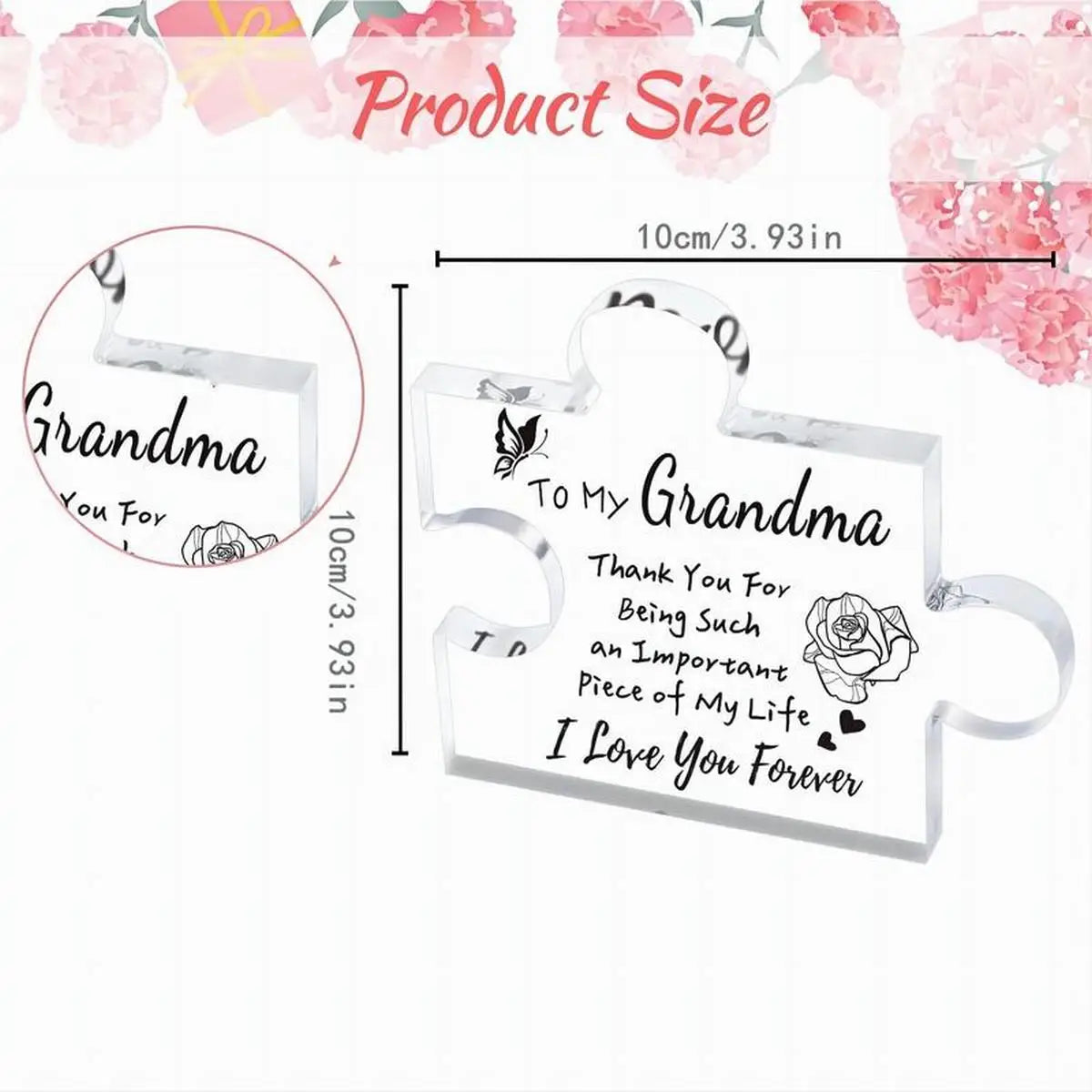 Grandma Gifts, carved acrylic puzzle shaped plaque, suitable for grandma's funny birthday and Christmas gift
