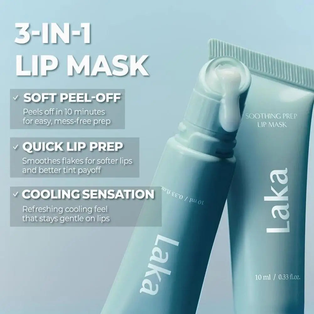 Laka Soothing Prep Lip Mask 10ml Original 3-in-1 Lip Mask Soft Quick Peel-Off Mineral Hydrating Moisturizing Cooling Lip Blam