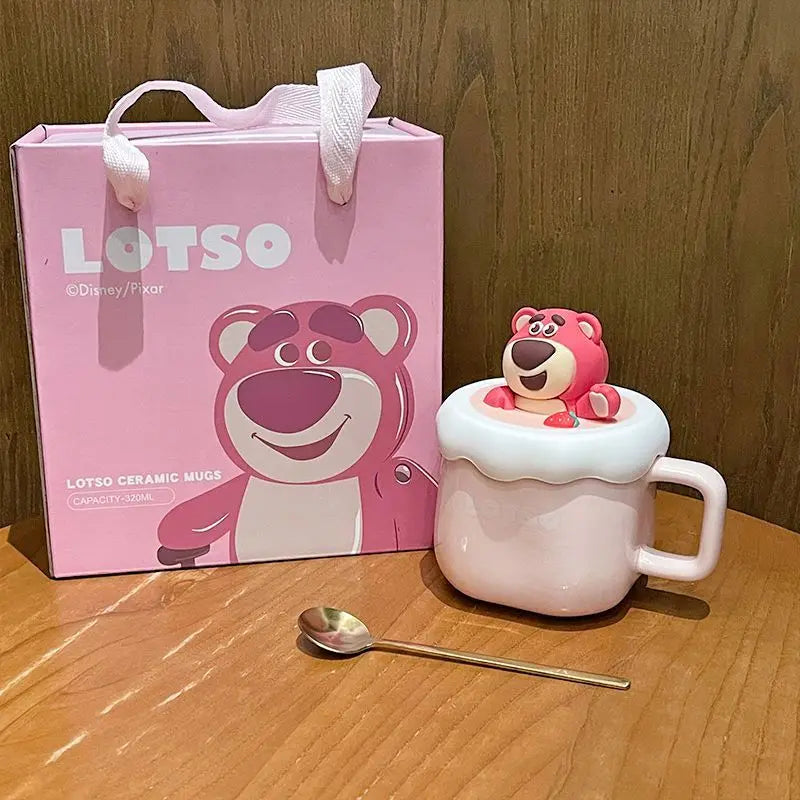 Disney cute Winnie the Pooh Mug Ceramic Mug Gift Strawberry Bear Couple Mug Office Coffee Drinking Girl Birthday Gift Gift
