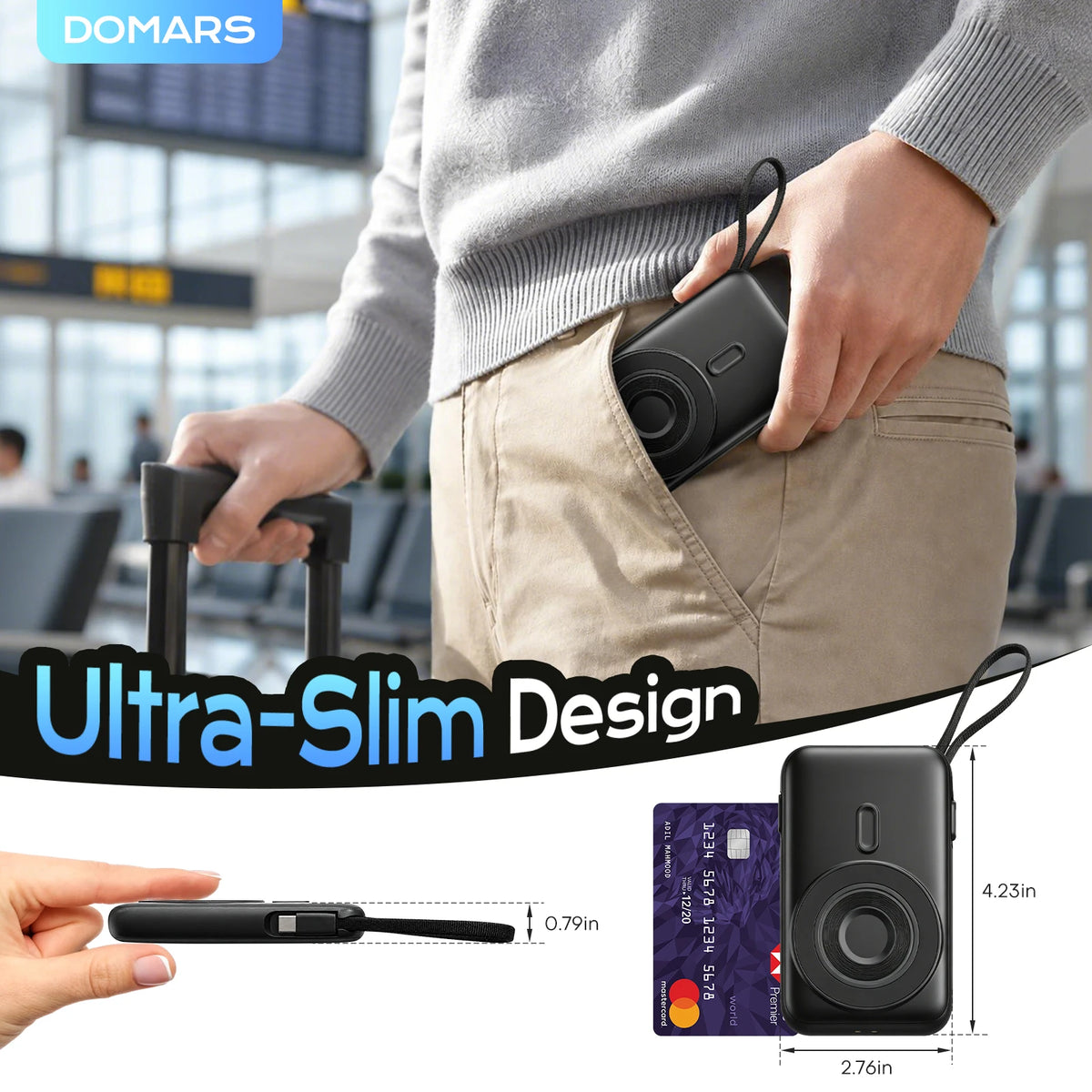 Domars Portable Power Banks with 6x10000mAh PD 22.5W Magnetic Wireless Fast Charging Station Built-in Type-C Cables With CCC